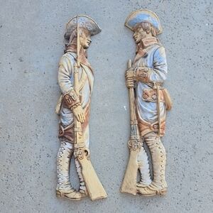 Vtg‎ Burwood revolutionary war colonial soldiers wall hanging historical, rustic